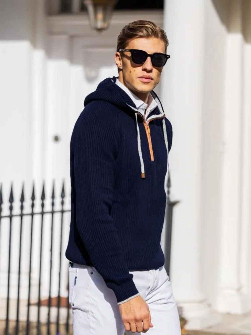 Collars & Co. Holland Quarter Zip Hoodie Sweater Mens Size XL Navy Blue NEW - Picture 6 of 7